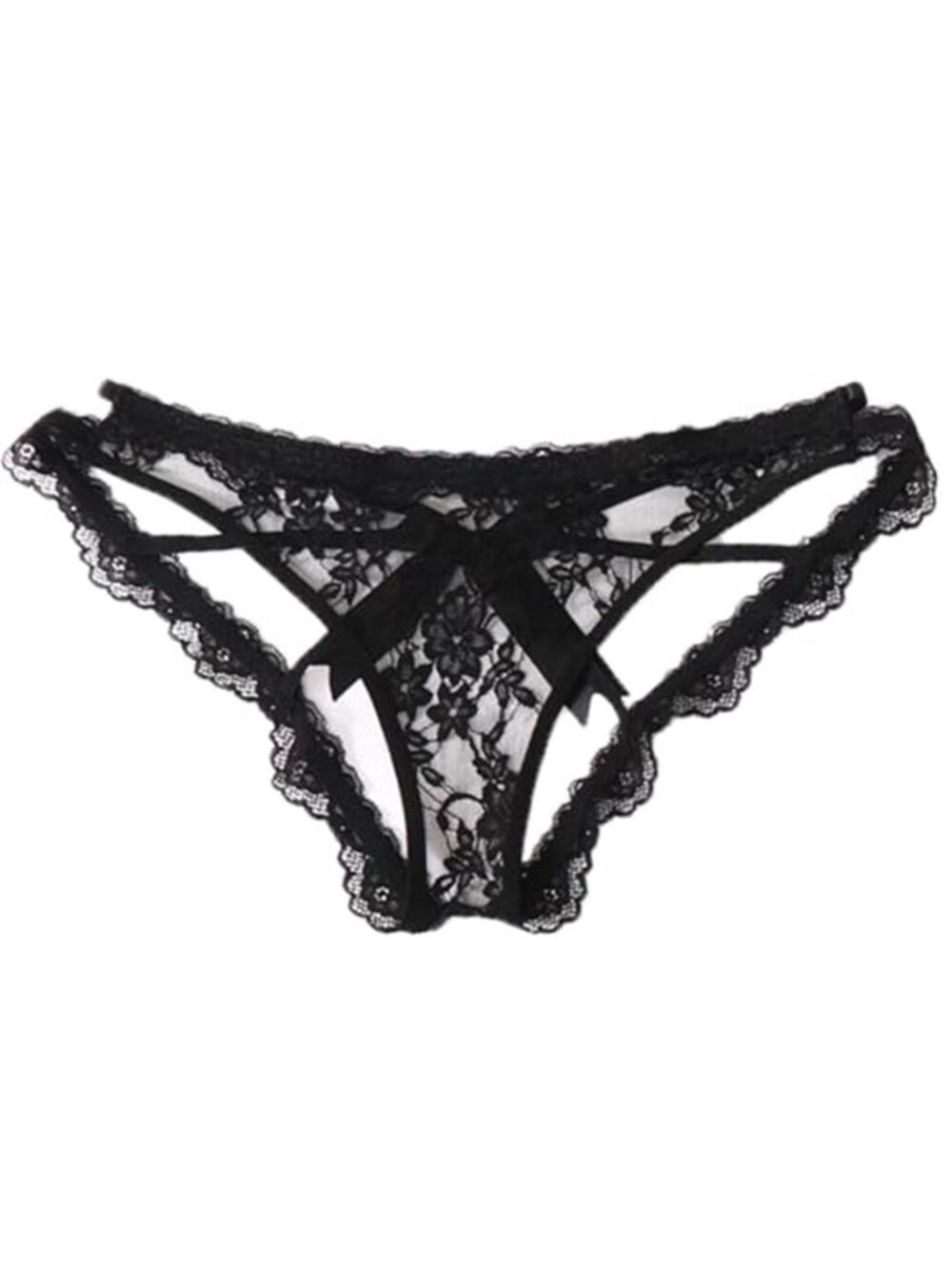 Lace Panties for Women Sexy Cheeky Underwear with Cute Bow Back Hollow